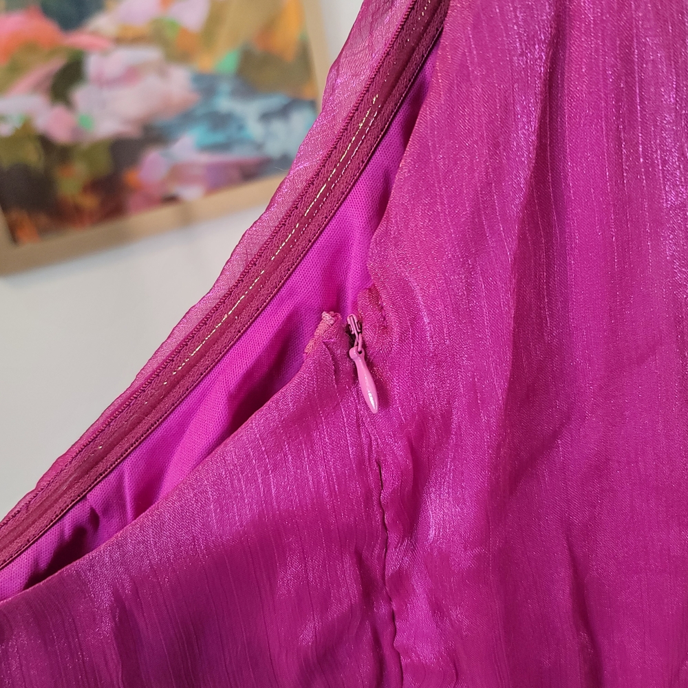 NWOT Faereisty One-Shoulder Pink Shimmery Side Zip Dress Size XS - Picture 5 of 5